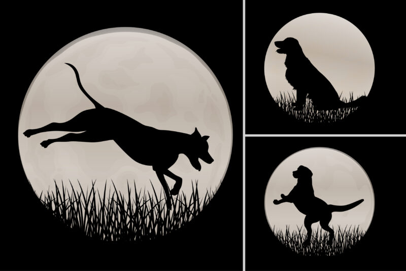 Cat Dog Sunset Graphic Background for T-Shirt Design