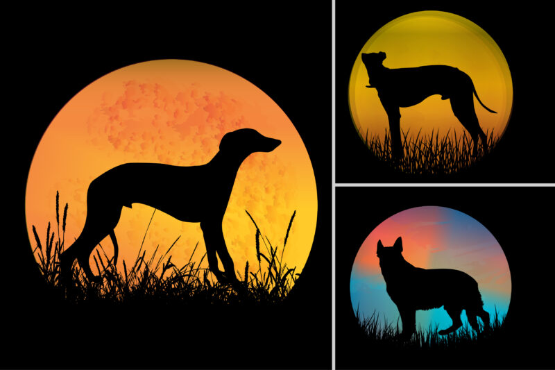 Retro Vintage Sunset T-Shirt Design Graphic Background Bundle