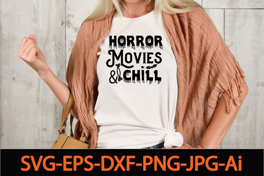 Horror Movies & Chill SVG Cut File,Fall Svg, Halloween svg bundle, Fall