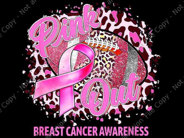 Leopard pink out football tackle breast cancer png, pink out football png, football tackle png, football ribbon breast cancer png t shirt vector graphic