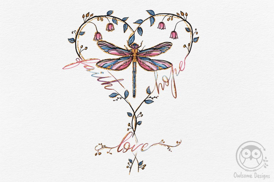 Faith Hope Love Dragonfly Heart PNG - Buy t-shirt designs