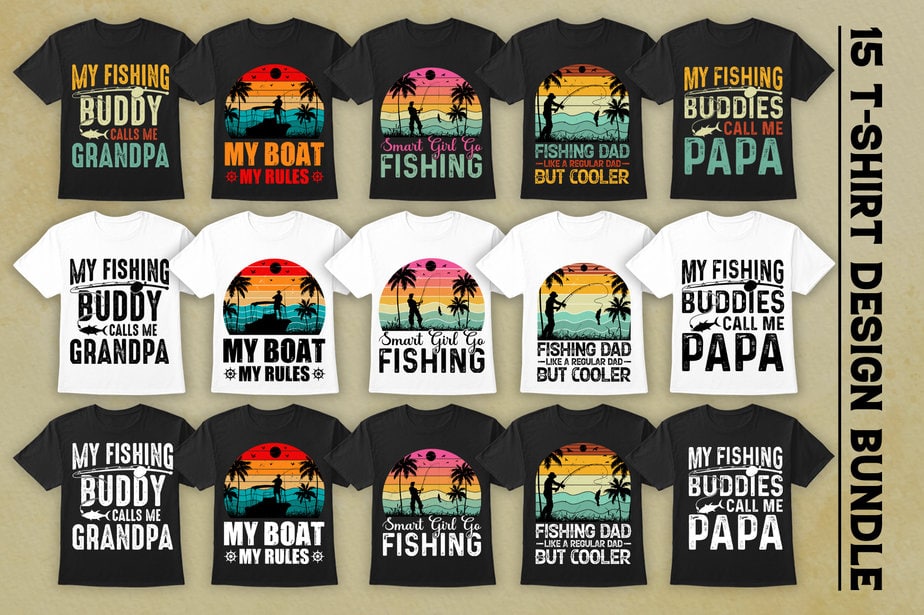 👕 🐟 Fishing T-shirt Designs Bundle