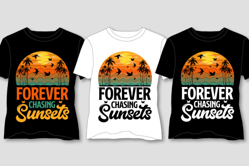 Summer Sunset T-Shirt Design Bundle