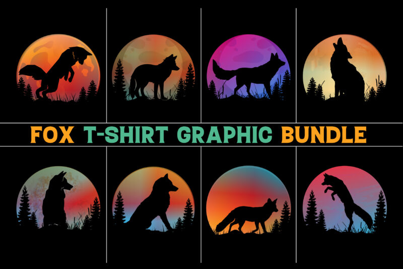 Fox Sunset T-Shirt Design Graphic Bundle,Fox,Fox T-Shirt Design Graphic,Fox Retro Vintage Sunset,Fox Sunset T-Shirt Graphic Vector,Fox Sunset T-Shirt Design.T-Shirt Design Vector,T-Shirt Design Graphic,Fox Silhouette,Fox Vector,Fox TShirt,Fox T-Shirt Desig