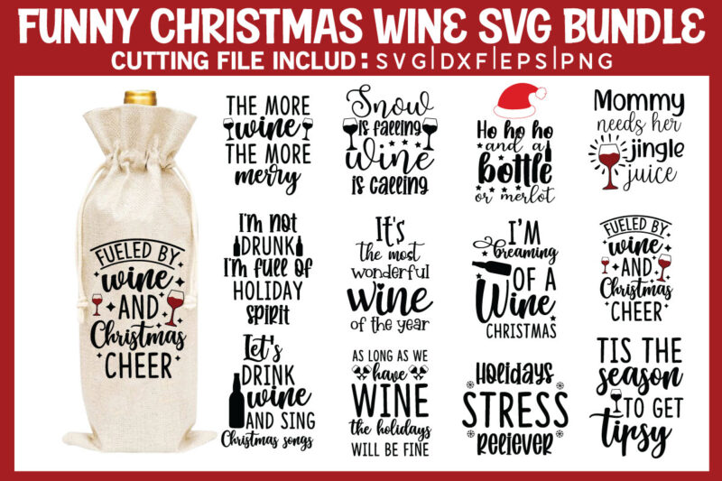 Funny Christmas Wine SVG Bundle