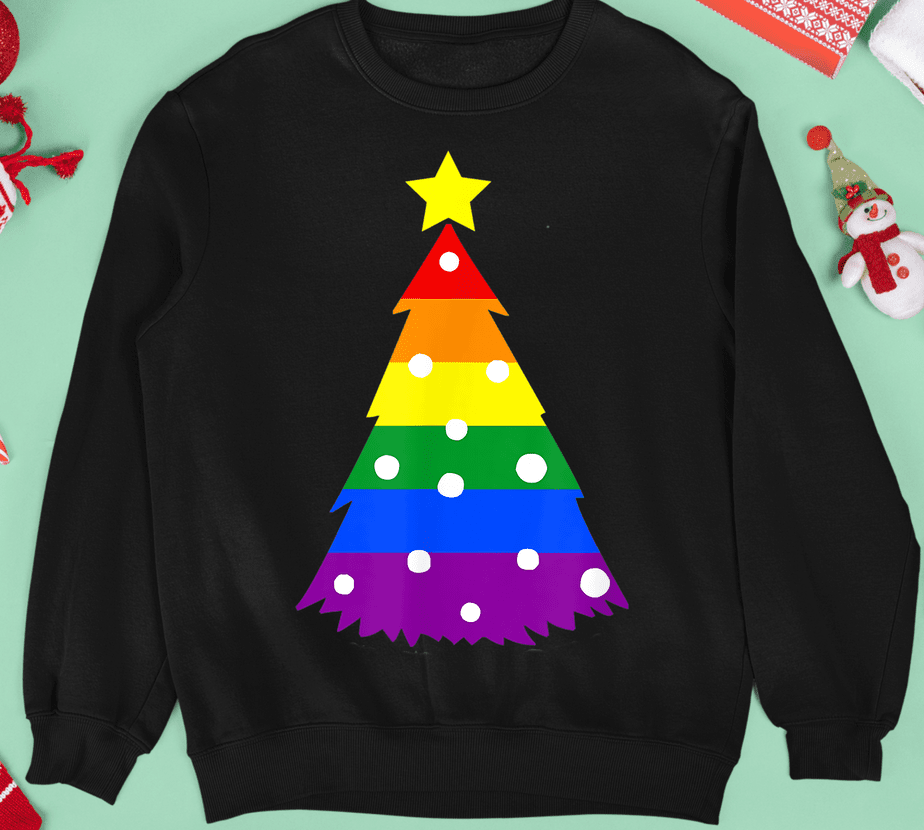 Gay Christmas Tree Happy Holigays Shirt Rainbow Pride Shirt Buy t