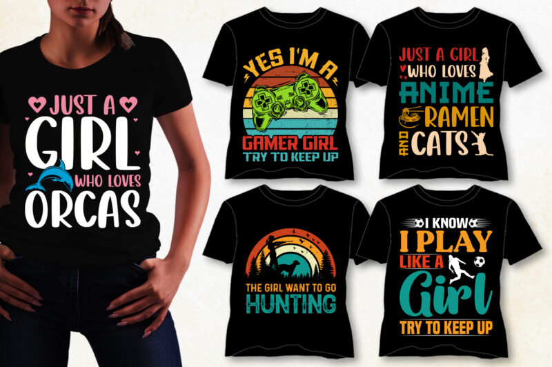 Girl T-Shirt Design Bundle