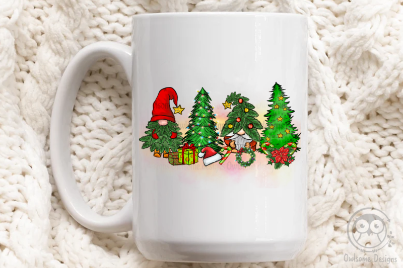 Gnomes Christmas Tree Sublimation Design