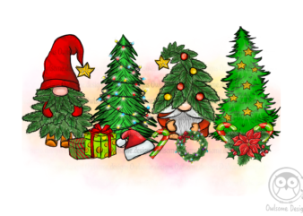Gnomes Christmas Tree Sublimation Design