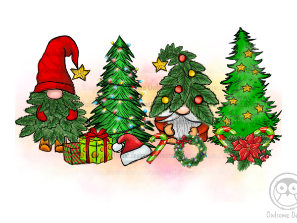 Gnomes christmas tree sublimation design