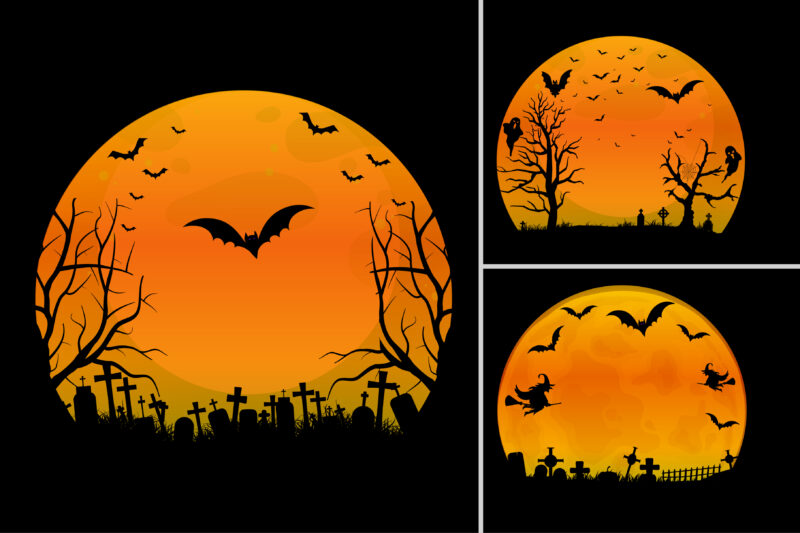 Halloween T-Shirt Design Graphic Background Vector Bundle