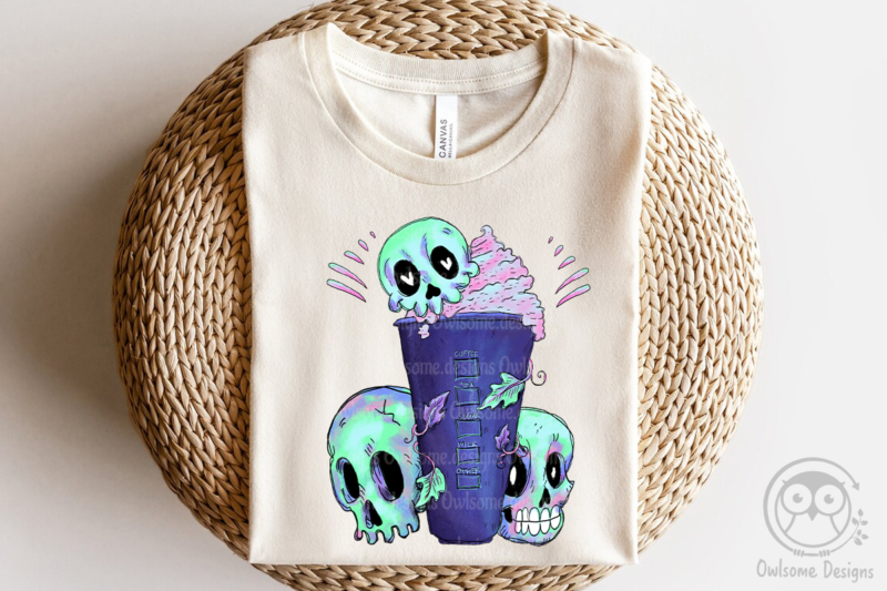 Halloween Skull Coffee Sublimation Design