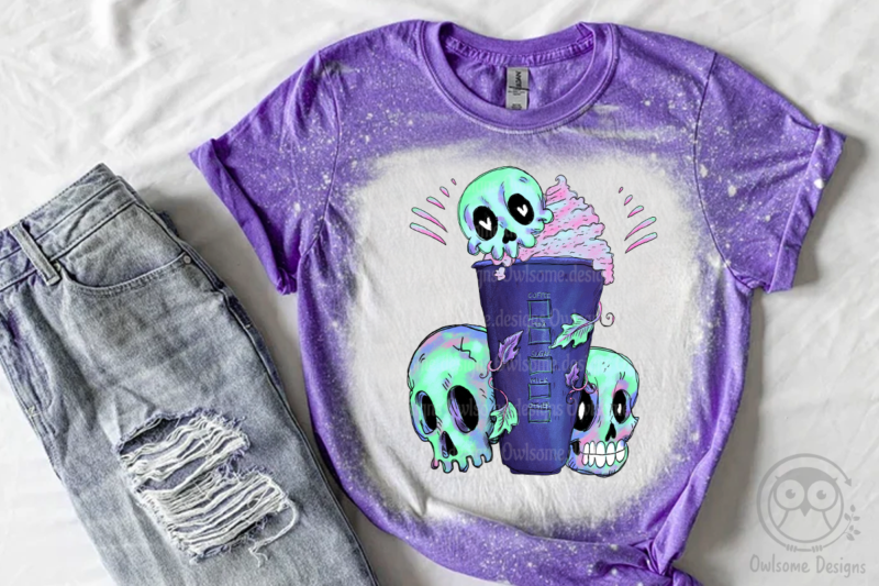 Halloween Skull Coffee Sublimation Design