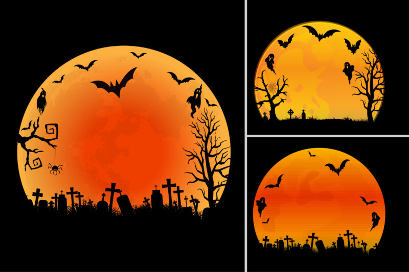 Halloween T-Shirt Design Graphic Background Vector Bundle