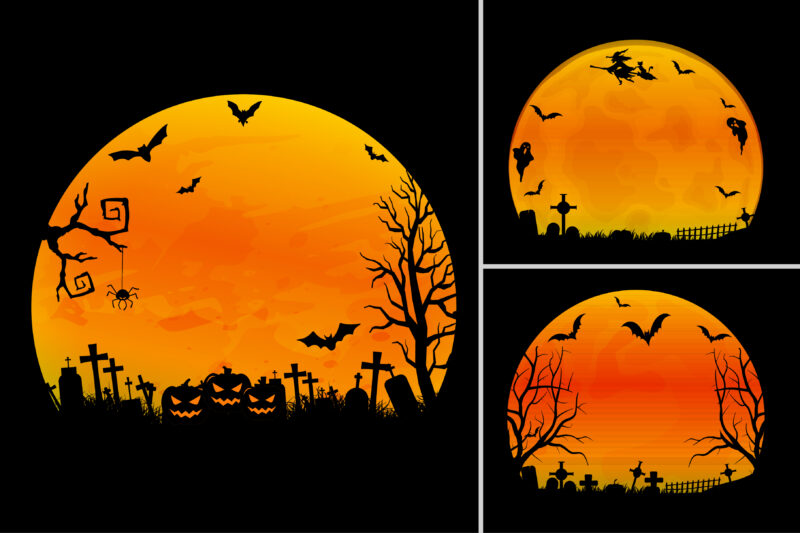 Halloween T-Shirt Design Graphic Background Vector Bundle