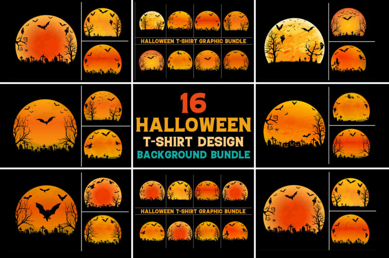 Halloween T-Shirt Design Graphic Background Vector Bundle