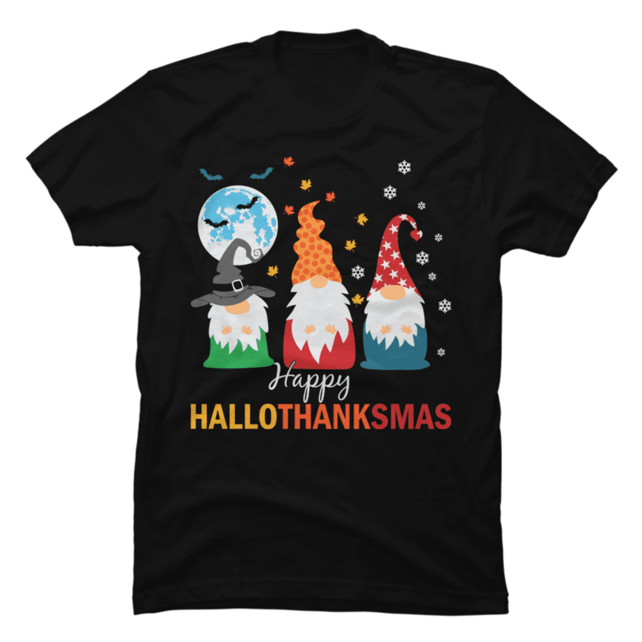 Happy HalloThanksMas, Christmas Halloween Gnomes - Buy t-shirt designs