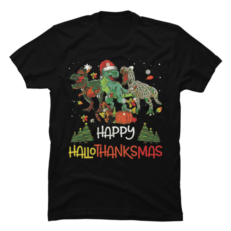 Happy Hallothanksmas Pig Halloween Thanksgiving Christmas - Buy T-shirt 