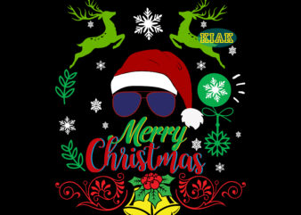 Merry Christmas Hat and Sunglasses Svg, Christmas Hat Svg, Christmas Sunglasses Svg, Christmas Svg, Christmas Tree Svg, Christmas, Santa Svg, Santa Claus, Noel, Noel Scene, Xmas Svg, Snowman, Winter Svg,