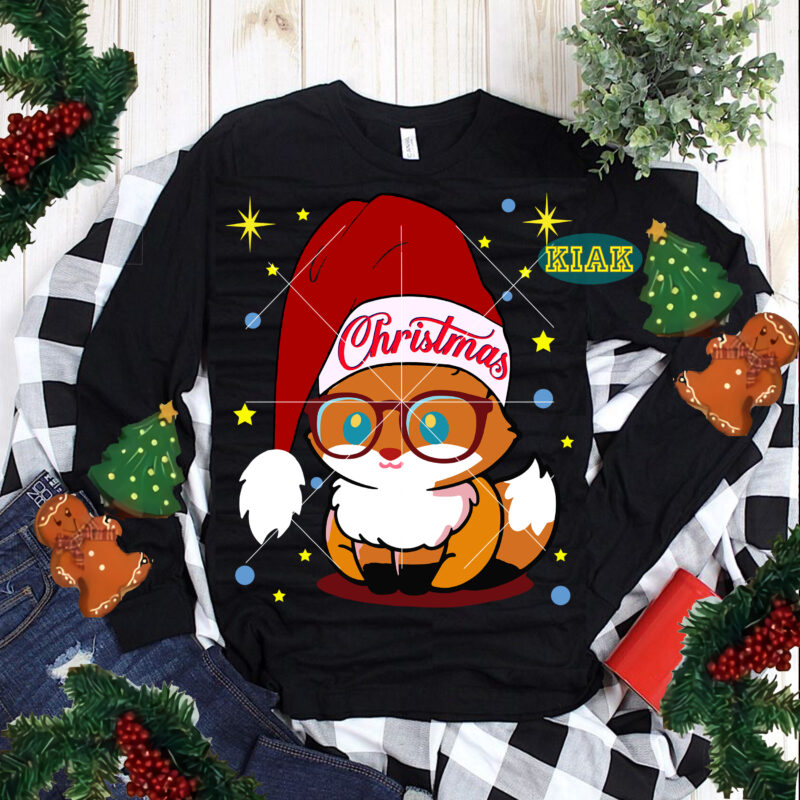 Cute Fox wears Glasses to Celebrate Christmas, Cute Fox's Christmas Svg, Christmas Fox Svg, Merry Christmas Fox Cute Svg, Fox Svg, Fox Christmas Svg, Cute Fox Svg, Fox wears Glasses