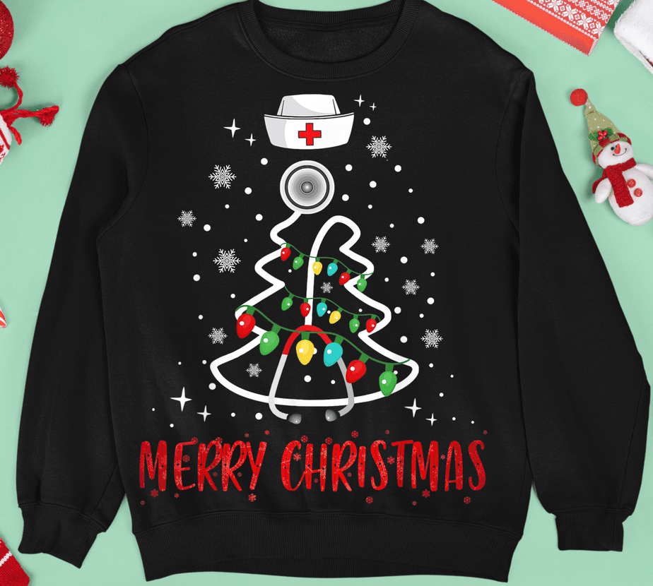 stethoscope christmas tree shirt