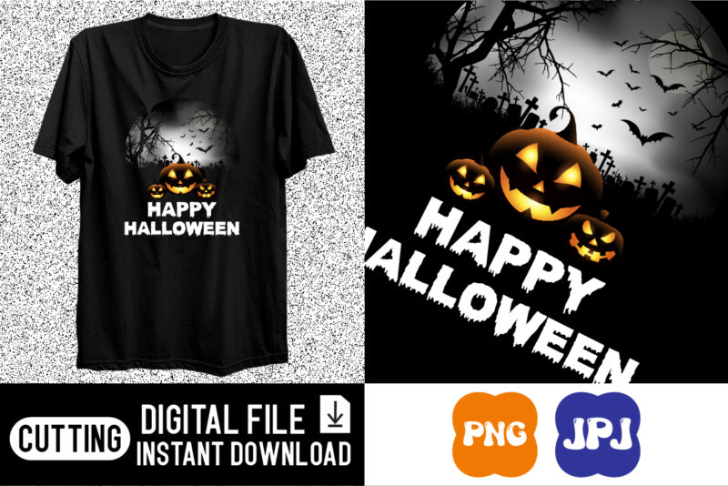 Happy Halloween pumpkin shirt print template