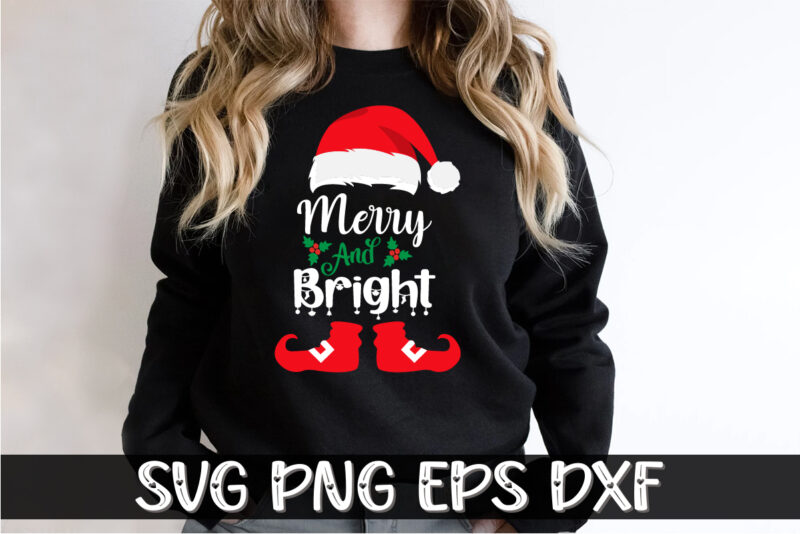 Merry And Bright Christmas Shirt Print Template