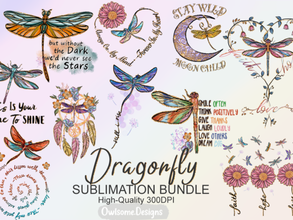 Dragonfly sublimation bundle t shirt vector illustration