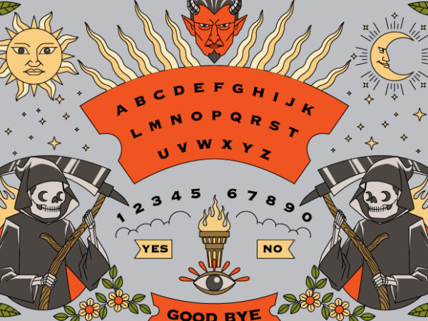 Ouija board illustration in vintage tattoo style t shirt design online