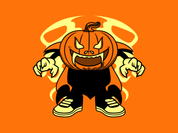 Pumpkin vampire t shirt illustration