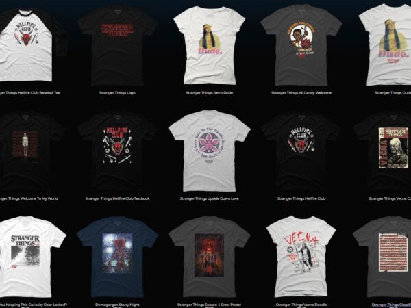 15 strangerthings png t-shirt designs bundle for commercial use part 1