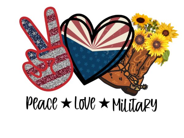 Peace love military sublimation t-shirt design