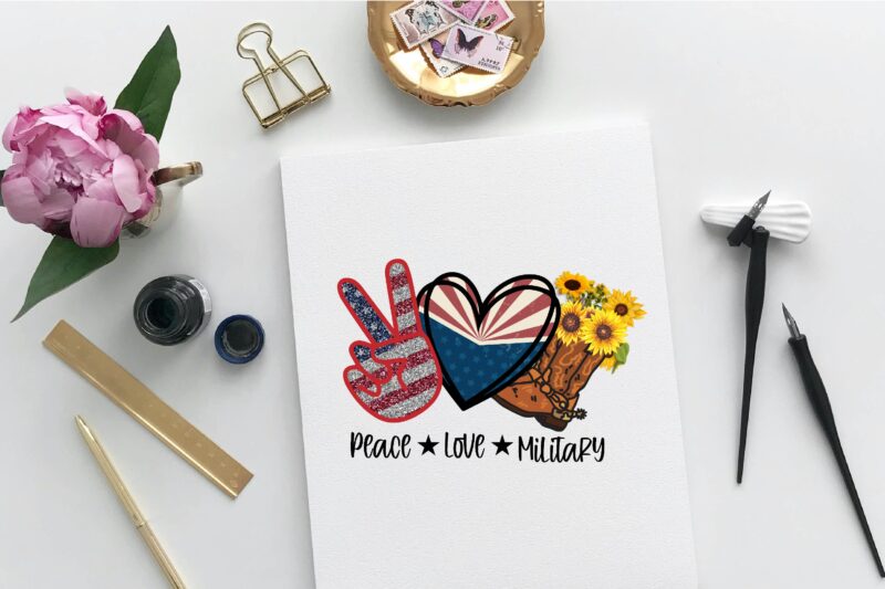 Peace Love Military Sublimation T-shirt design