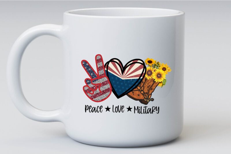 Peace Love Military Sublimation T-shirt design