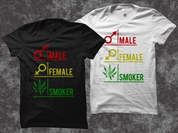 Stoner gender male female symbol, cannabis t shirt, smoker t shirt, stoner t-shirt design for sale