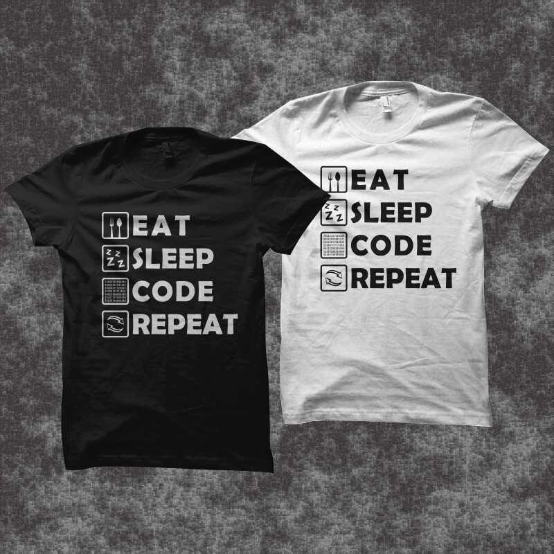 Eat sleep code repeat t shirt design, gamer t shirt svg, gamer print svg, gamer shirt, gaming t shirt, gamer vector illustration for sale