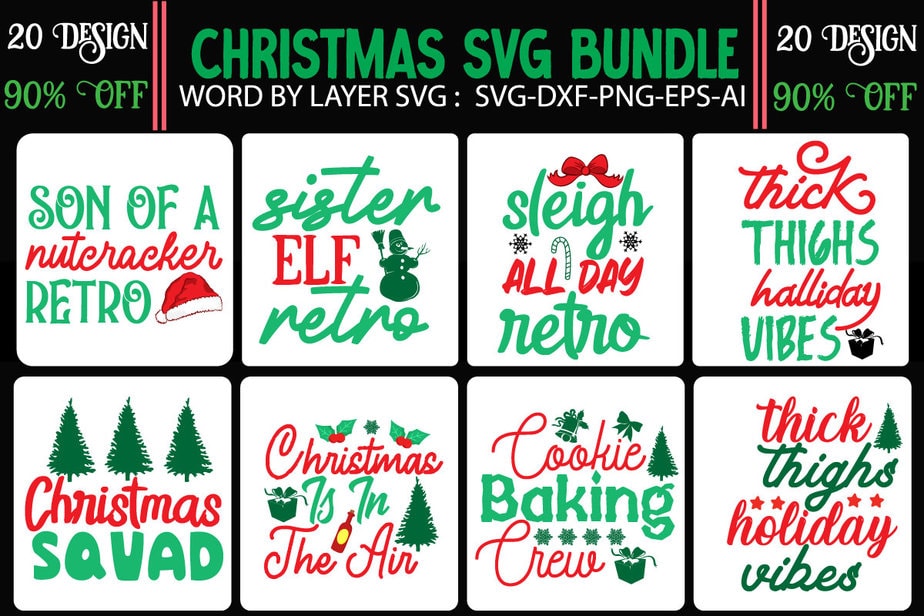 Christmas SVG Bundle, T-shirt Design Bundle - Buy t-shirt designs