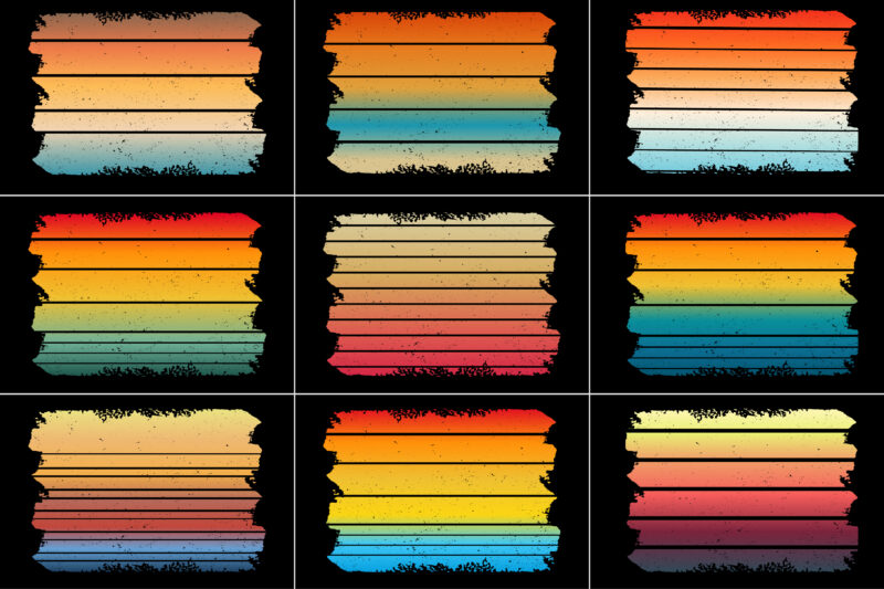 Retro Vintage Sunset T-Shirt Design Background Vector Bundle