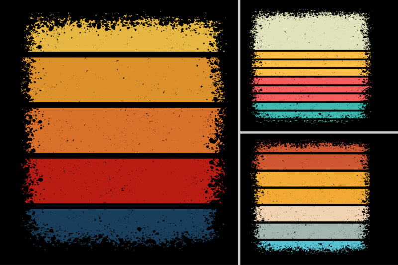 Retro Vintage Sunset T-Shirt Design Background Vector Bundle