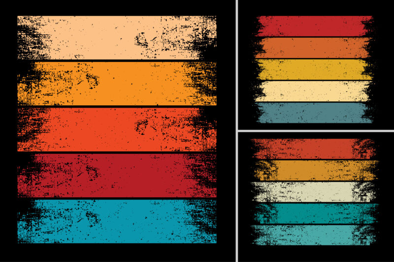 Retro Vintage Sunset T-Shirt Design Background Vector Bundle