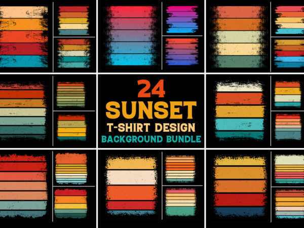 Retro vintage sunset t-shirt design background vector bundle