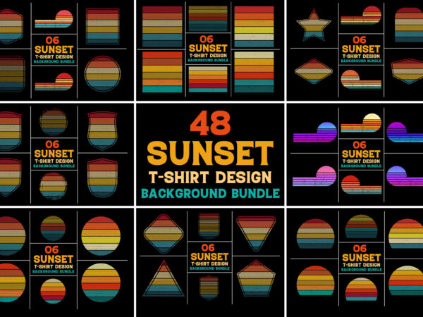 Retro vintage sunset t-shirt design background bundle