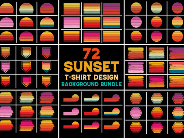 Retro vintage sunset t-shirt design background vector bundle