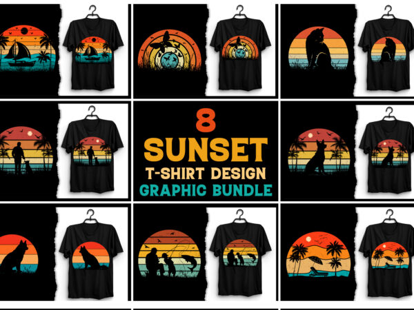 Retro vintage sunset t-shirt design graphic