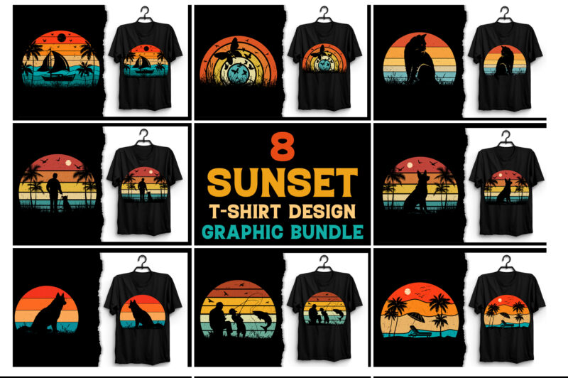 Retro Vintage Sunset T-Shirt Design Graphic