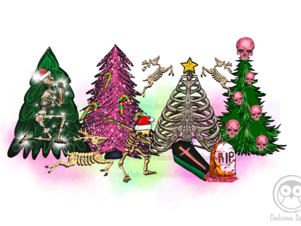 Skeleton christmas tree sublimation design