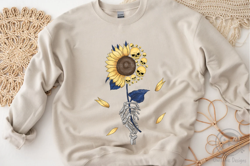 Skeleton Sunflower Sublimation Design