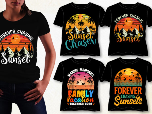 Summer sunset t-shirt design bundle