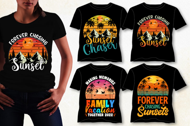 Summer Sunset T-Shirt Design Bundle