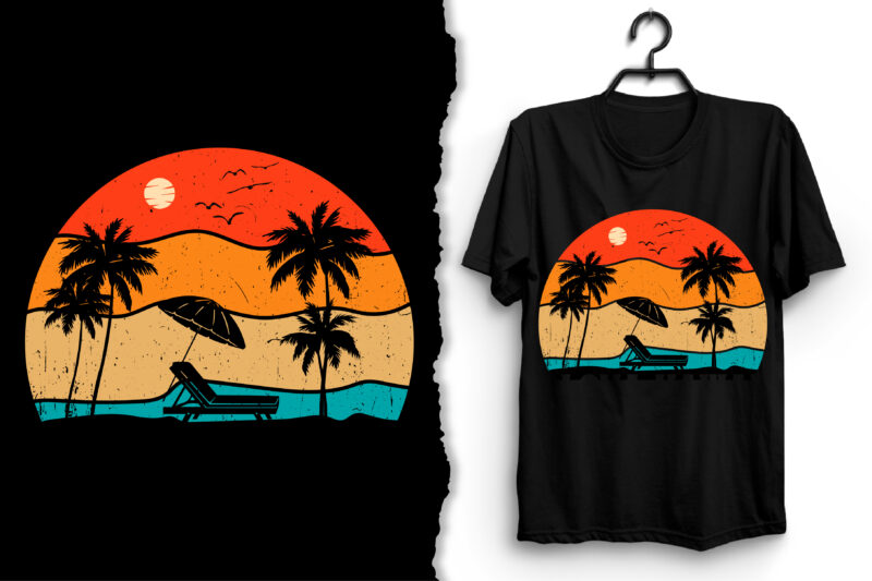 Retro Vintage Sunset T-Shirt Design Graphic